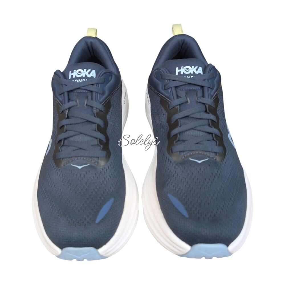 HOKA ONE ONE Bondi 8 Varsity Navy White Run Walking Comfort Sneaker Womens 9.5B